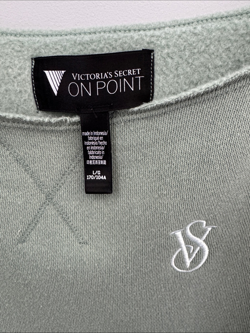 Victoria's Secret Light Sage Green Crewneck off the shoulder Sweatshirt - Picture 3 of 3